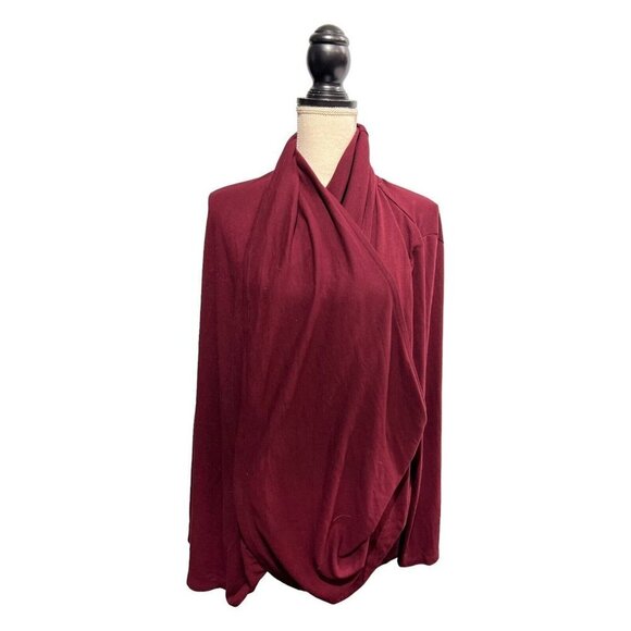 Pure Jill Womens XL Bordeaux Cardigan Multi-Way Wrap Sweater Open‎ Front Maroon - Picture 4 of 13
